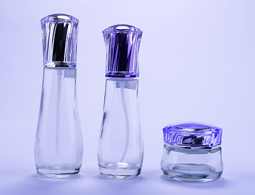 Glass Bottles with Purple Lids