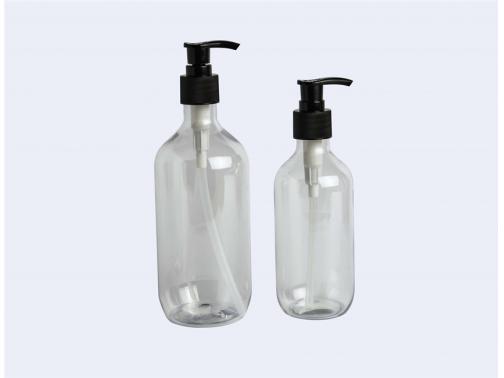 bouteilles rondes en plastique pour animaux de compagnie boston clair avec pompe noire