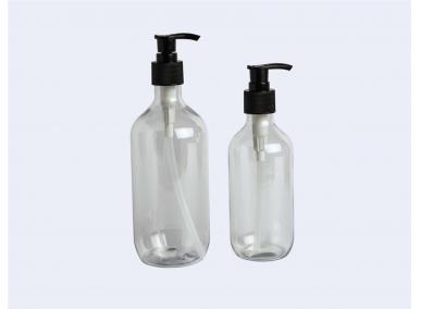 bouteilles rondes en plastique pour animaux de compagnie boston clair avec pompe noire - Top & Top
