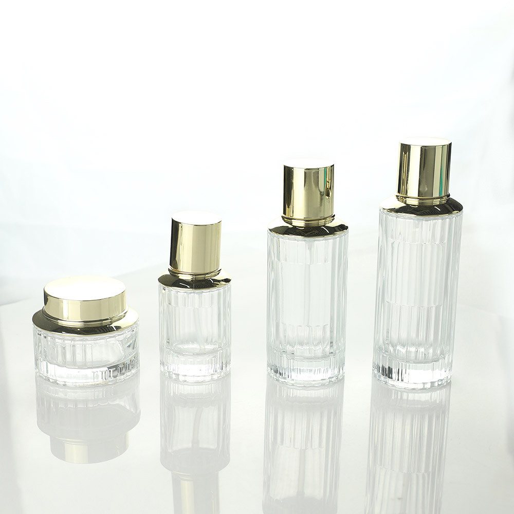 Empty skincare cream jar set packaging glass cosmetic pump spray serum toner bottle